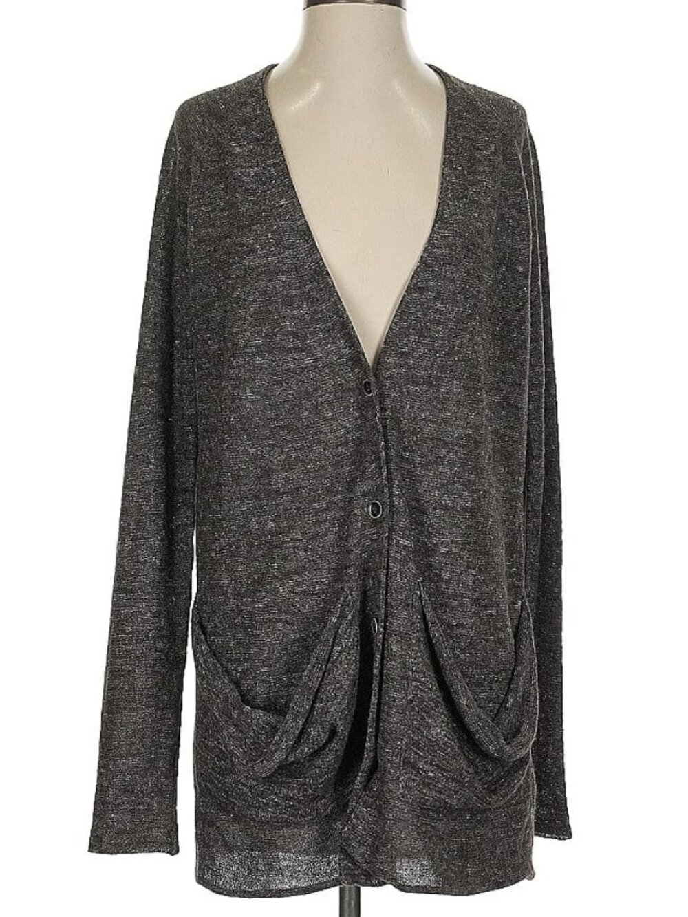 Rogan Gray Cardigan Baby Alpaca Wool Linen Natural Fabric 2 pockets Lagenlook SM